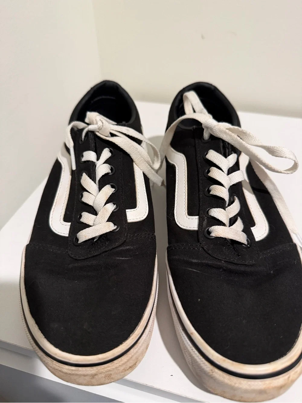 Vans Black Low-Top Canvas Sneakers with White Label